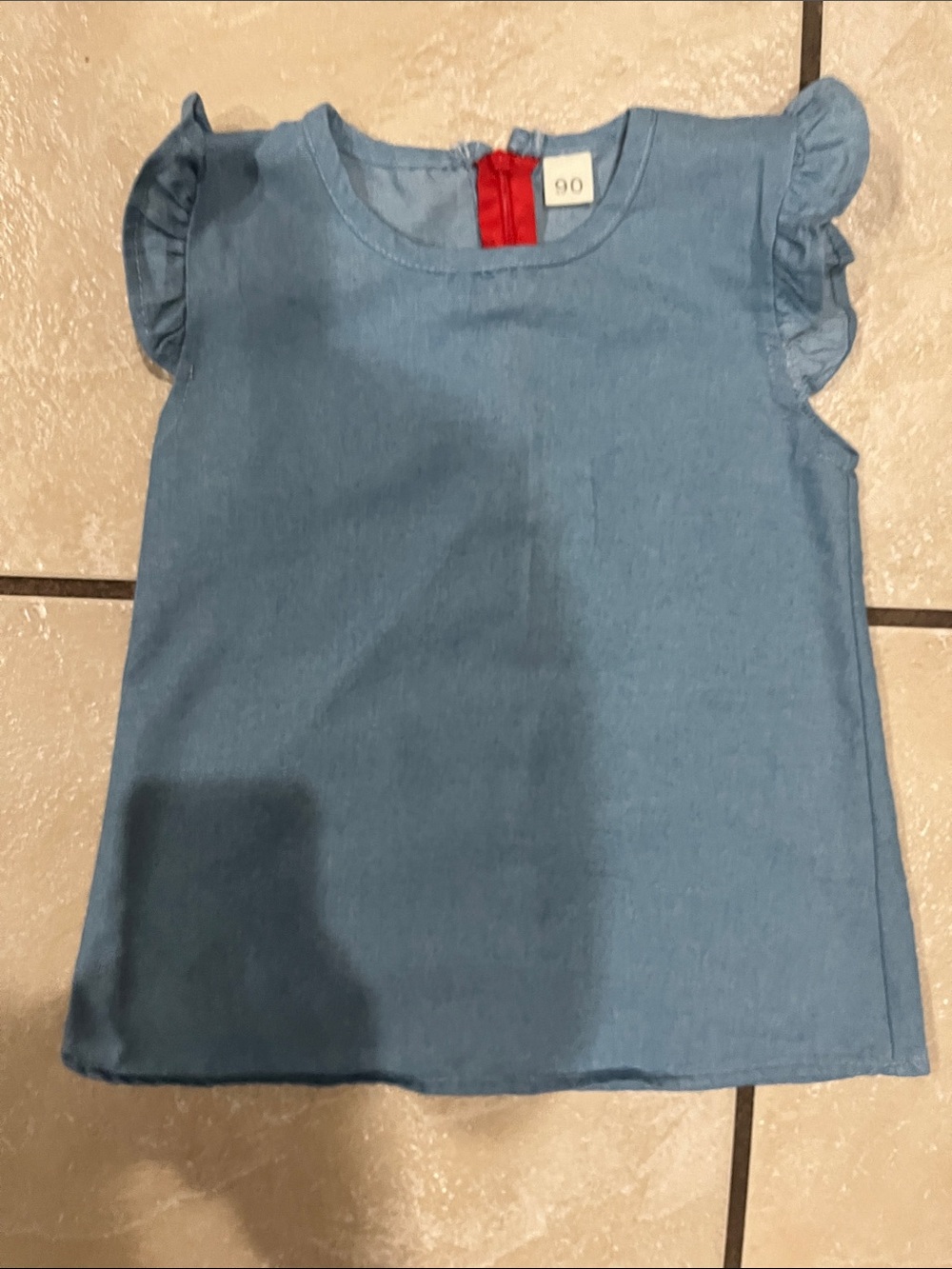 Girls Light Blue Ruffle Sleeve Tank Top